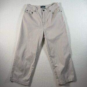L.R.L. LAUREN JEAN‎ CO. TAN Classic Midcalf Cropped Jean Pants Size 6 Khaki